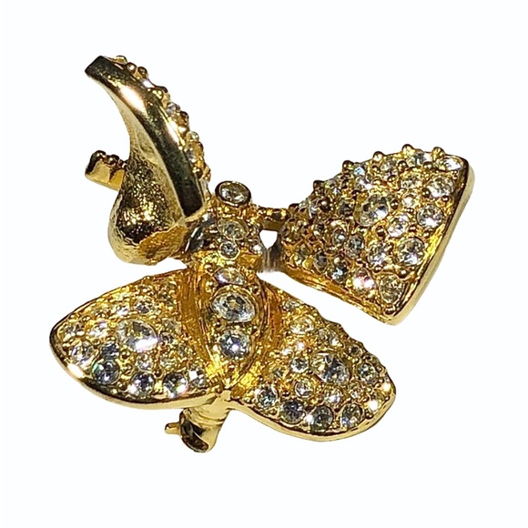 VINTAGE JOAN RIVERS PAVE CRYSTAL TREMBLER BUTTERFLY BROOCH W ARTICULATED WINGS - Picture 3 of 16